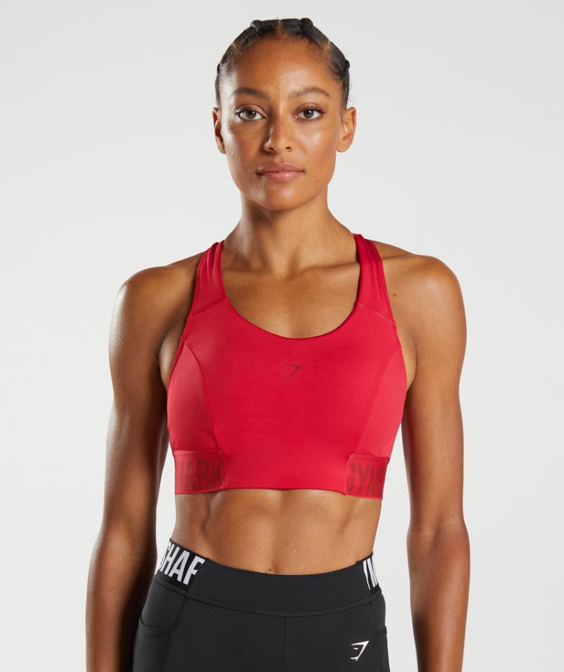 Women\'s Gymshark Training Brandmark Sports Bra Red | CA 375D08